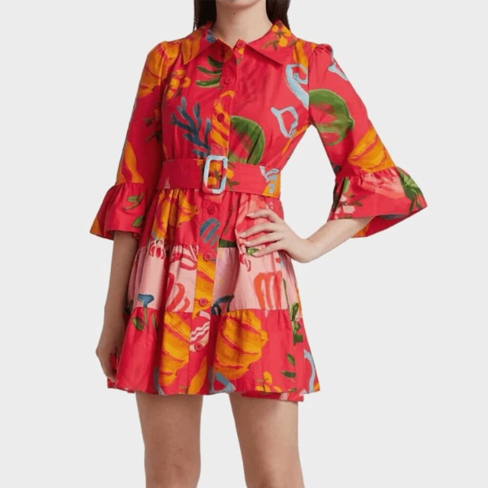 SOLD OUT! Farm Rio New Red Mixed Fruits Ocean Mini Dress - SZ S